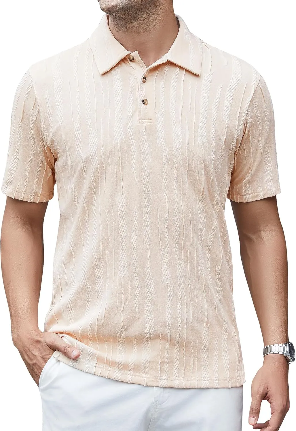 Alex Vando Mens Sweater Polo Long Sleeve Soft Knitted Jacquard Pullover Collared Sweater
