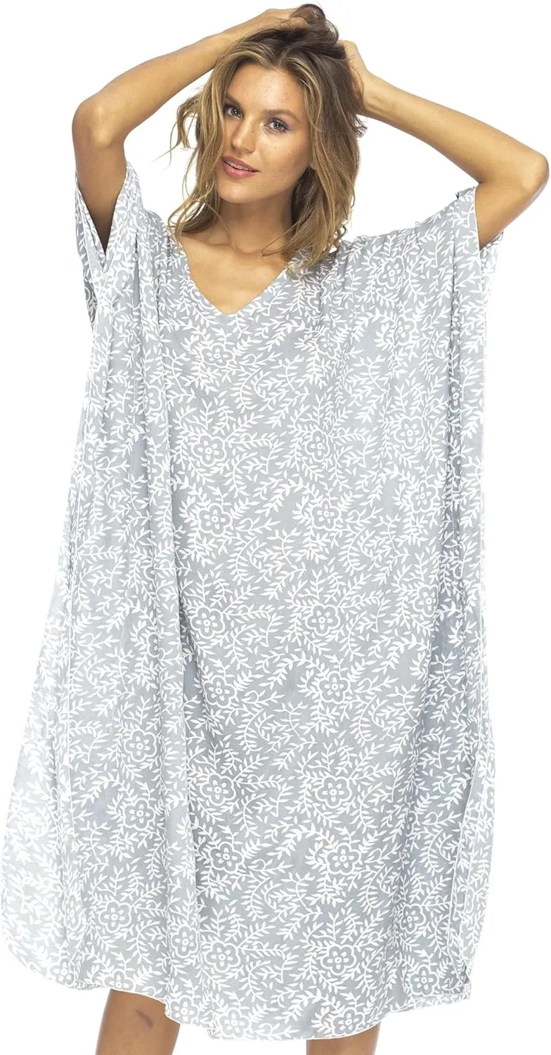 Back From Bali Womens Loose Maxi Long Beach Dress Cover Up Caftan Floral