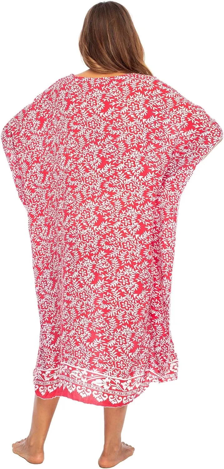 Back From Bali Womens Loose Maxi Long Beach Dress Cover Up Caftan Floral