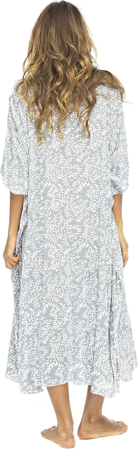 Back From Bali Womens Loose Maxi Long Beach Dress Cover Up Caftan Floral