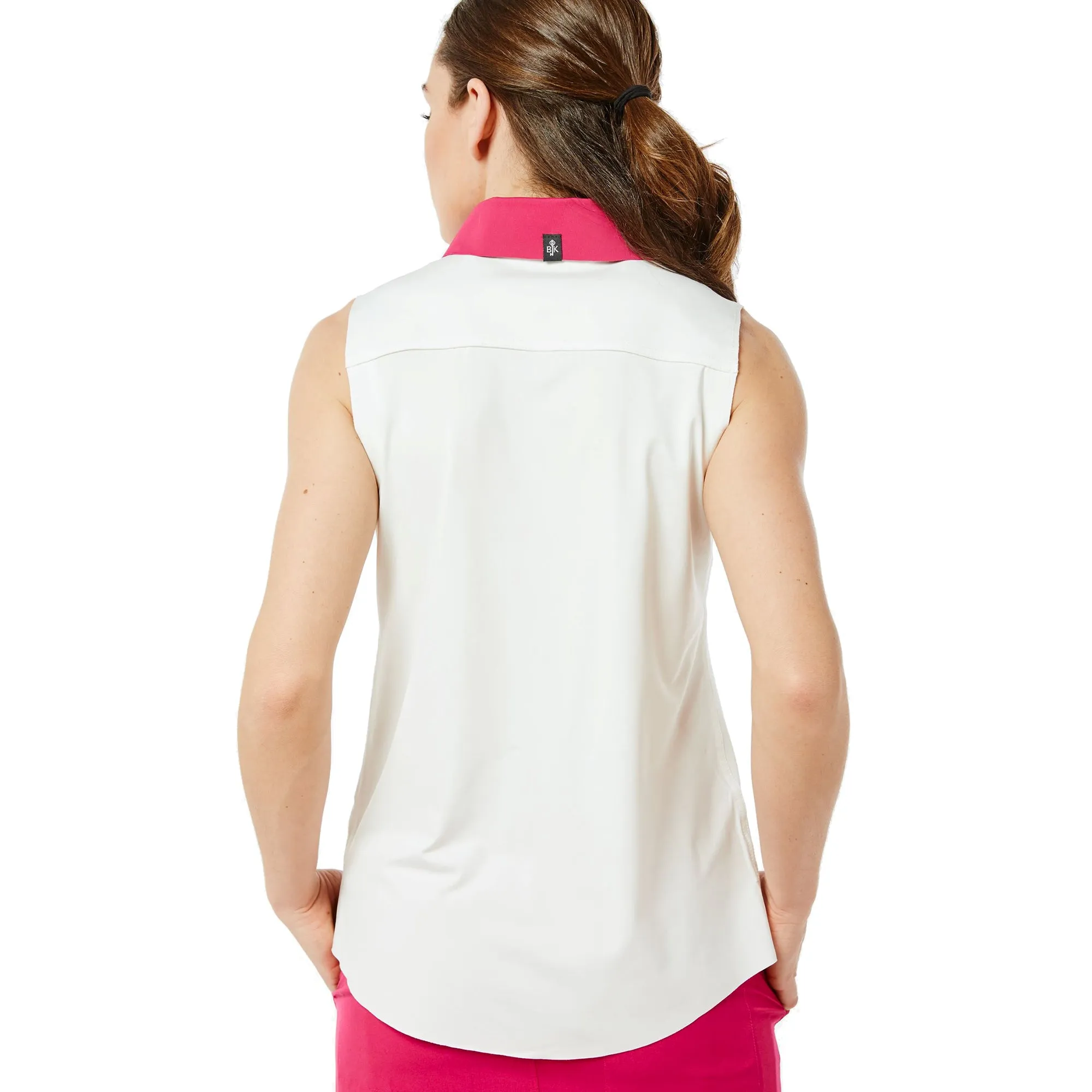 Belyn Key Piped Contrast Womens Sleeveless Golf Polo