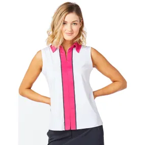 Belyn Key Piped Contrast Womens Sleeveless Golf Polo
