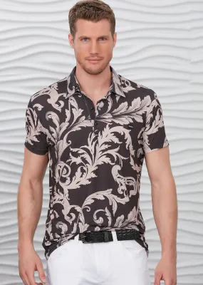 Black Barocco Detailed Polo