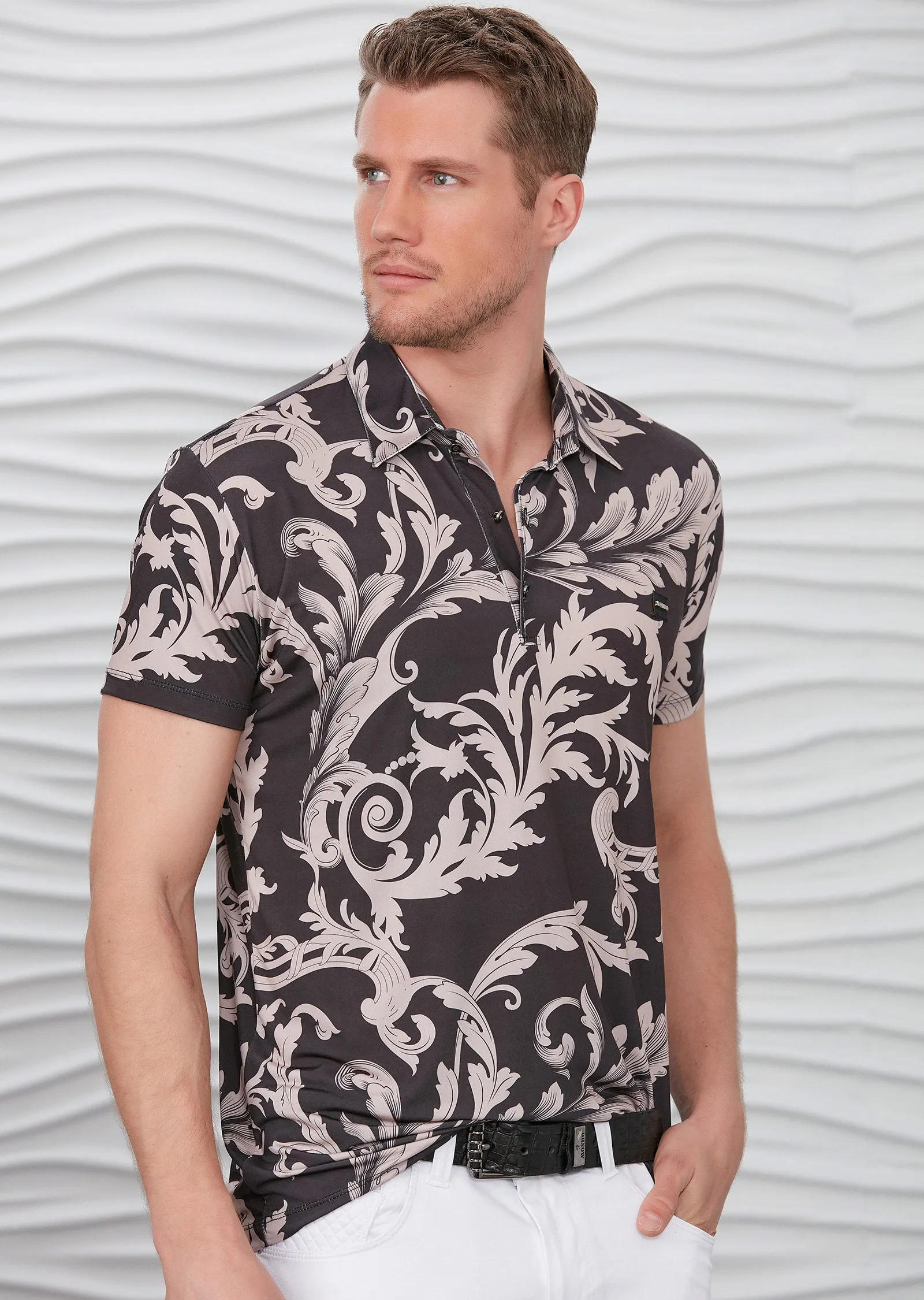 Black Barocco Detailed Polo