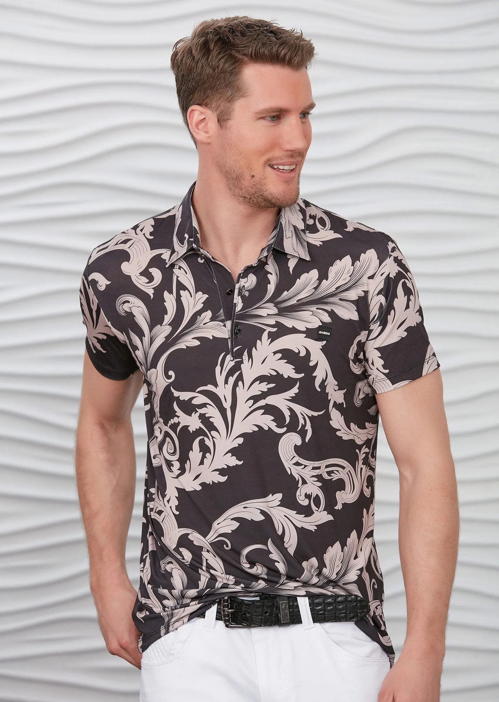 Black Barocco Detailed Polo