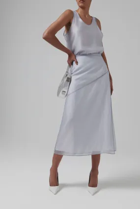 Blue Sheer Layered Wrap Skirt