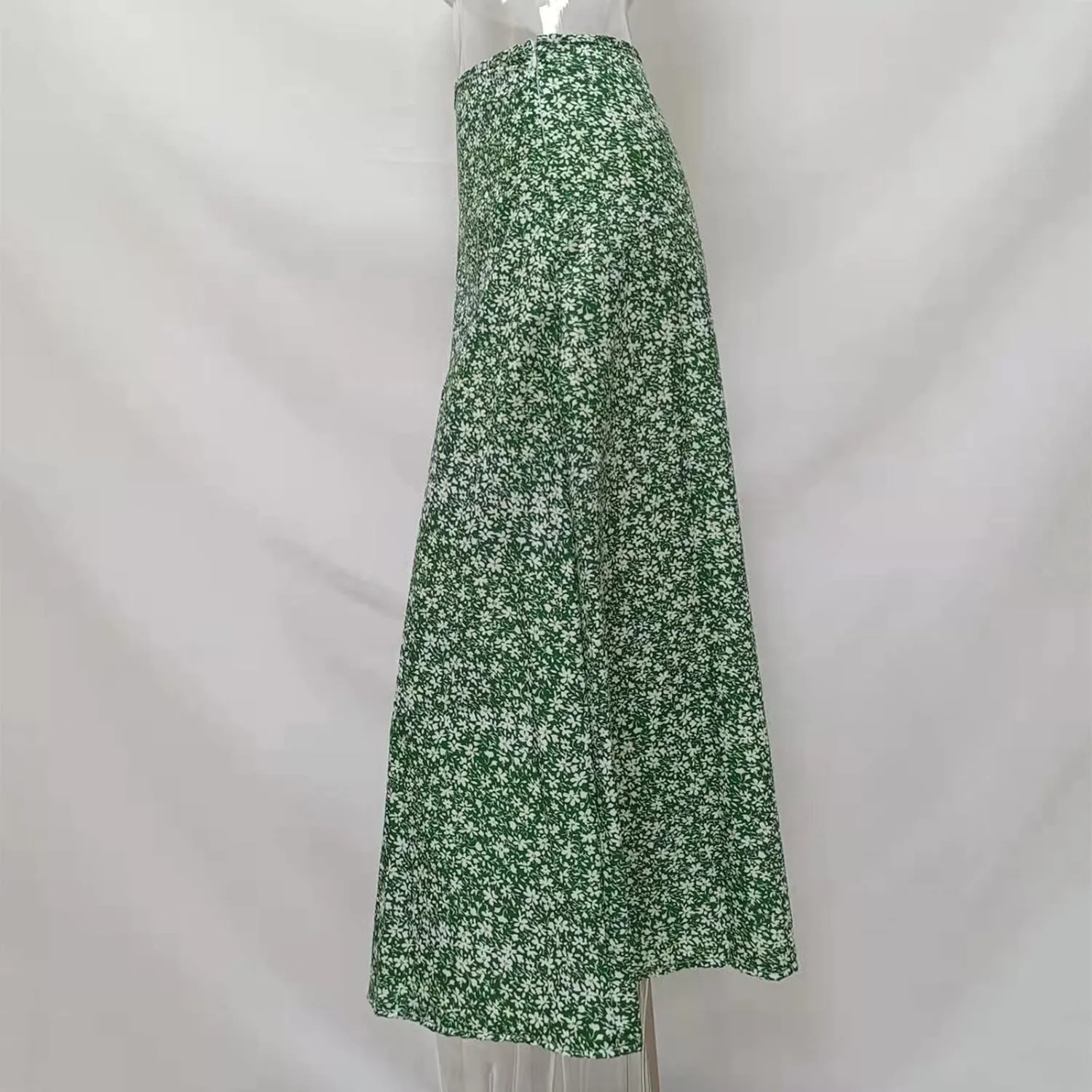 Boho Split Skirts for Women Floral Print Thigh Slit Swing High Waist A Line Midi Skirt Sexy Flared Summer Beach Skirt