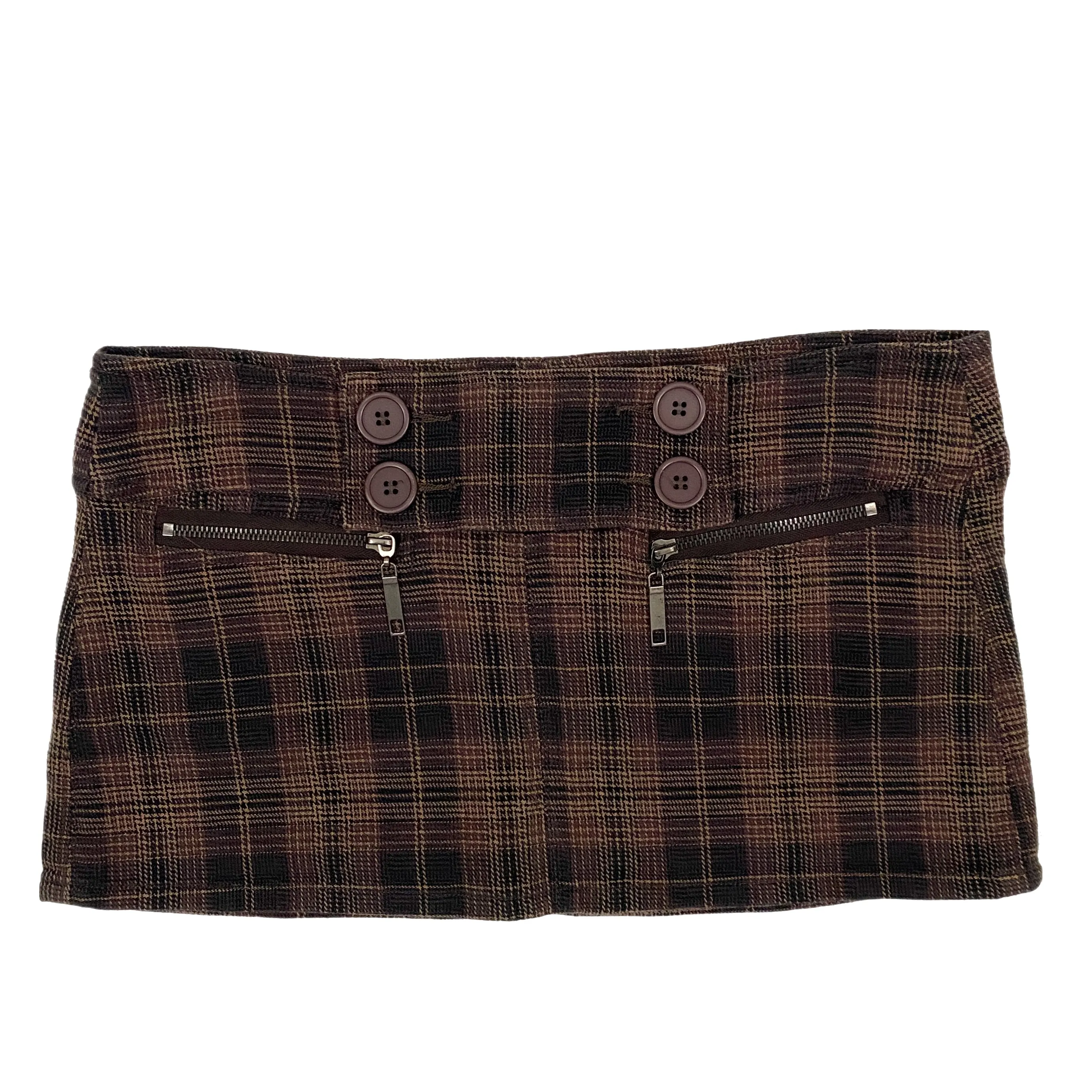 Brown Plaid Mini Skort (M)