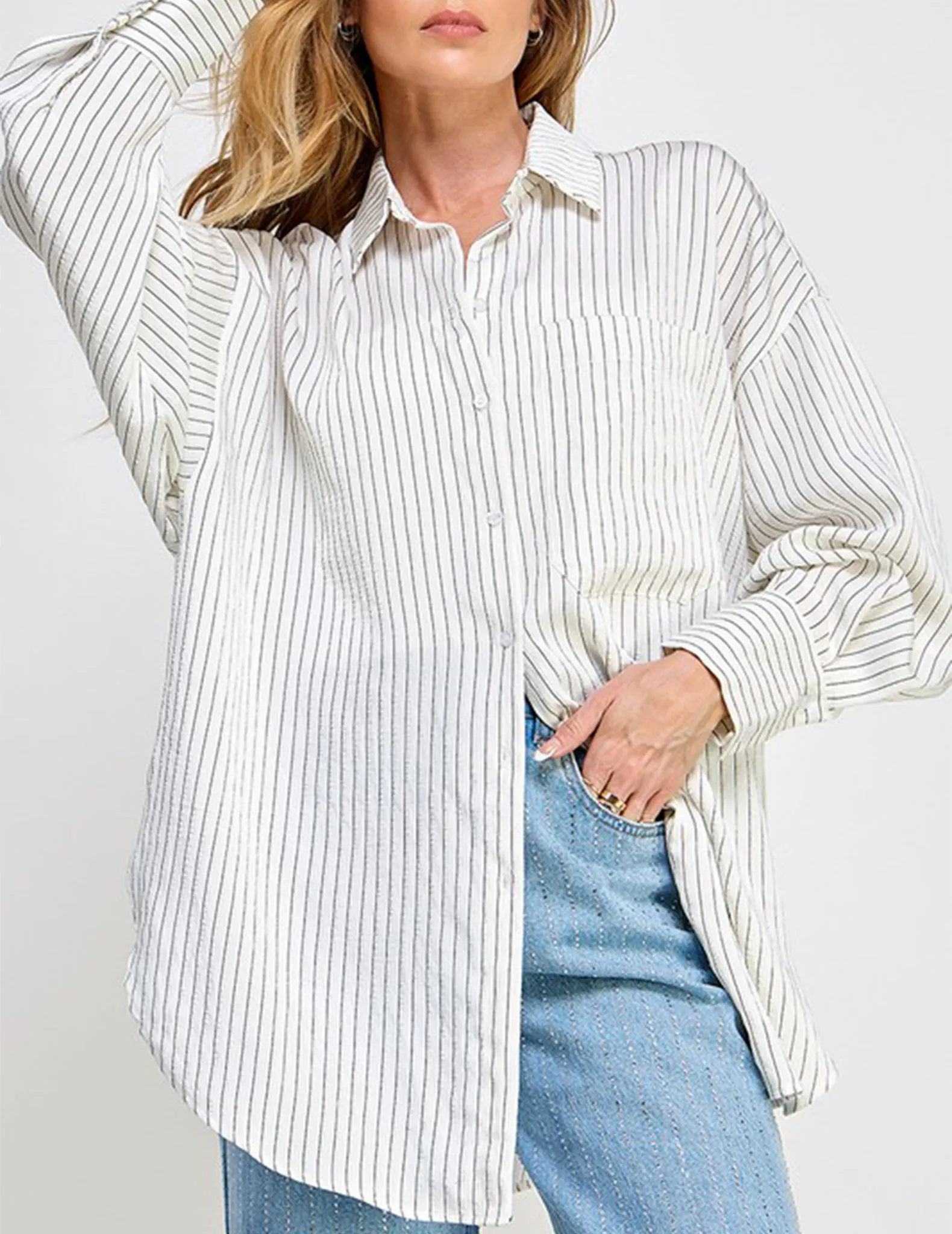 Brynn Washed Striped Button-Up Shirt
