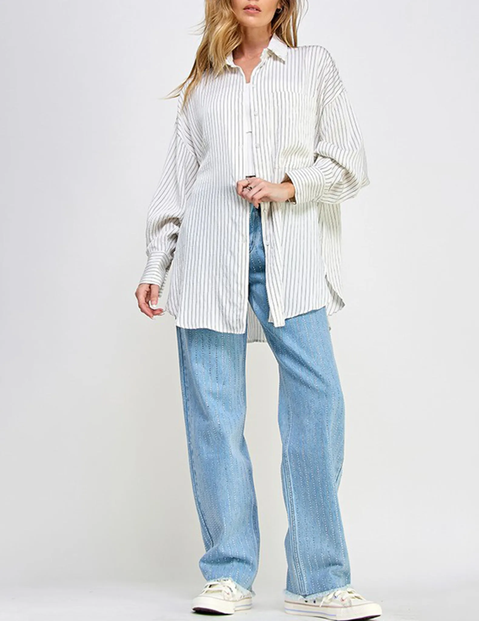 Brynn Washed Striped Button-Up Shirt