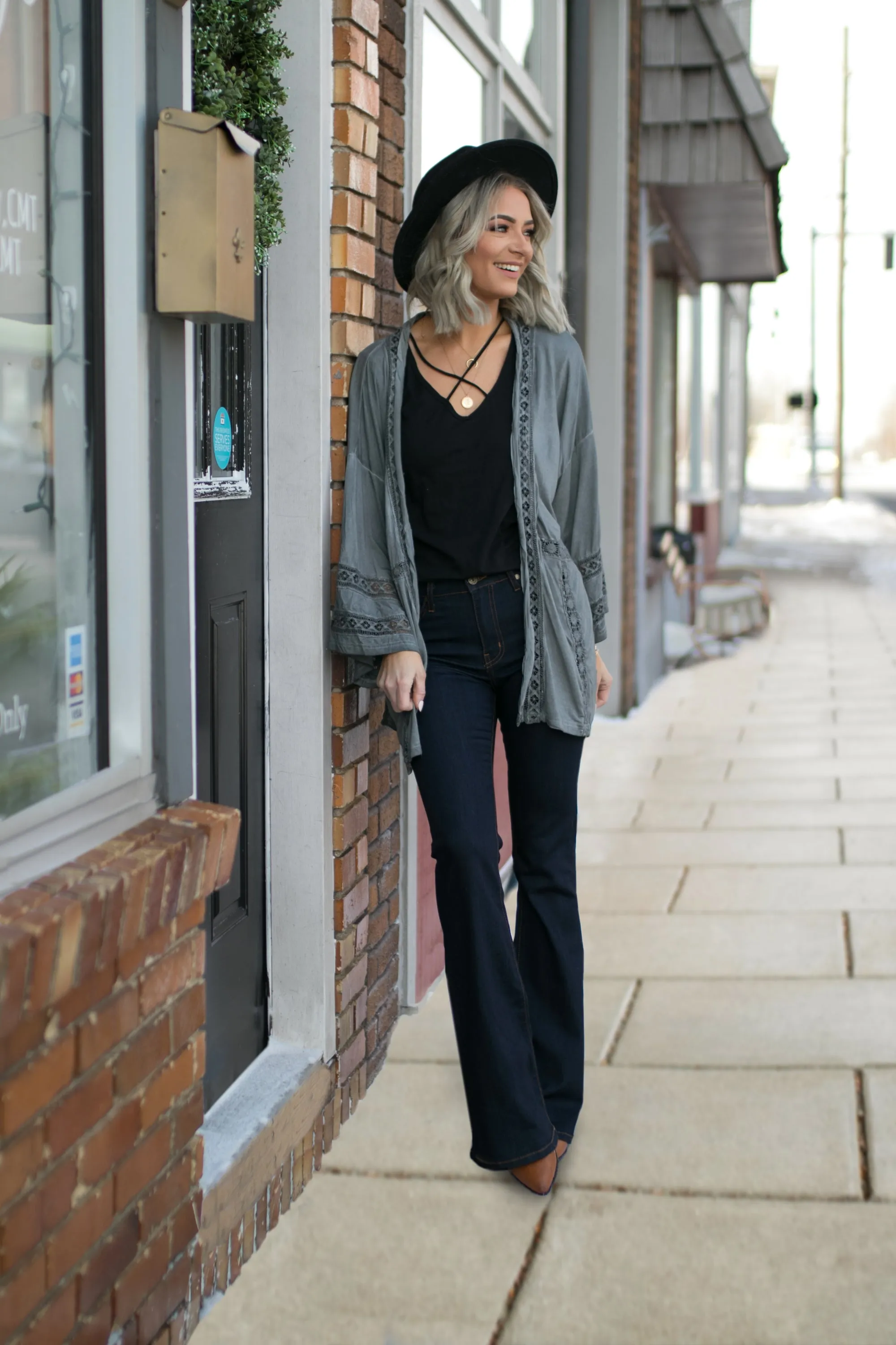 Camila Crochet Kimono -Grey