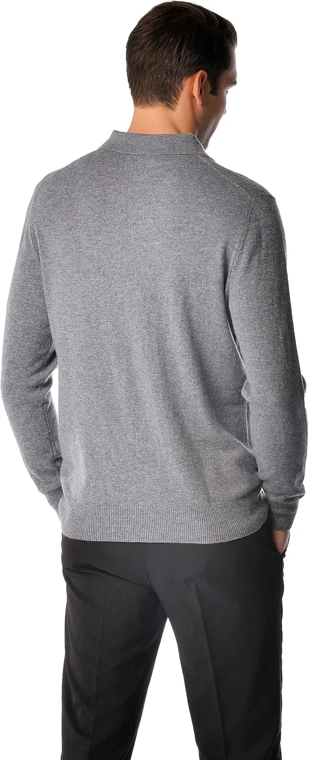 Cashmere Boutique 100% Pure Cashmere Polo Pullover Sweater for Men  Polo Neck, Long Sleeve, Lightweight, Soft & Warm Sweater