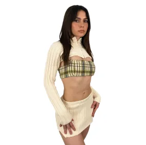 Creamy Knit Mini Skirt Set (XS)