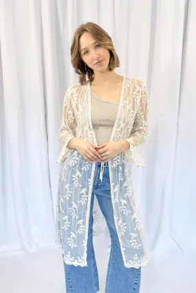 Crochet Lace Long Kimono