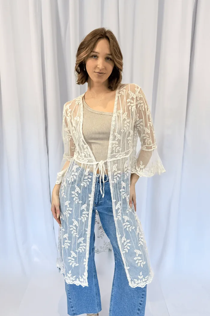 Crochet Lace Long Kimono