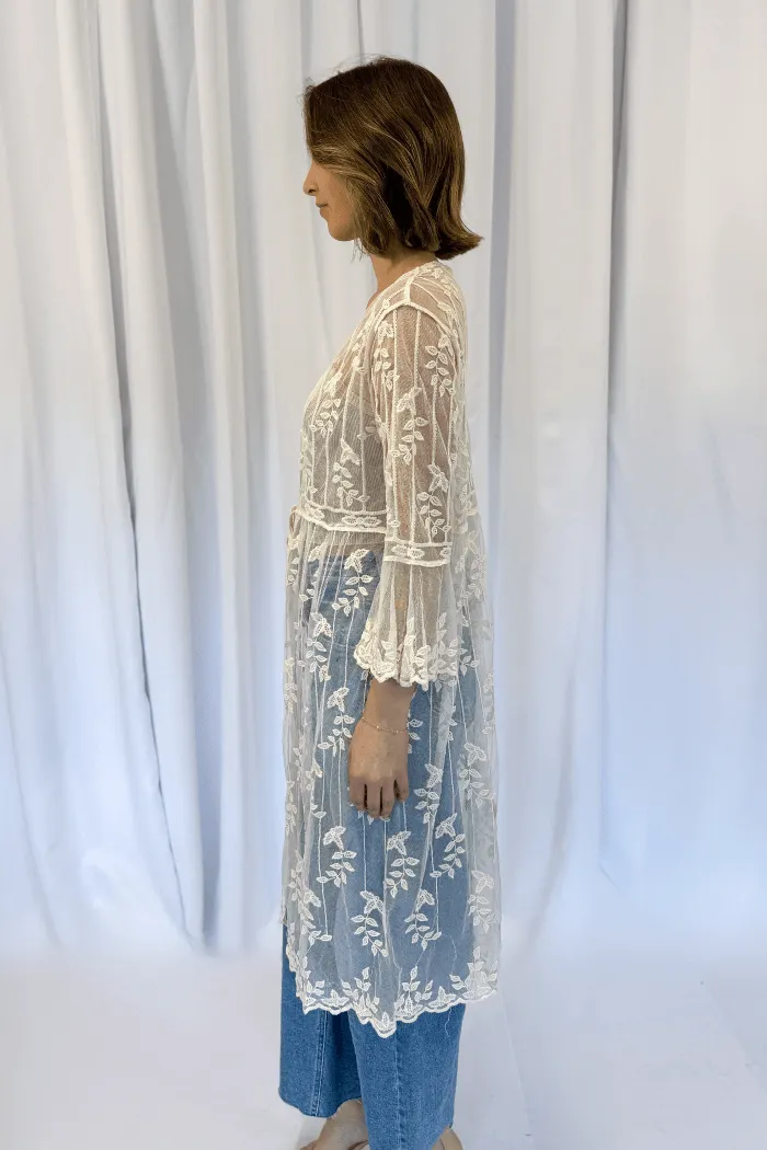 Crochet Lace Long Kimono