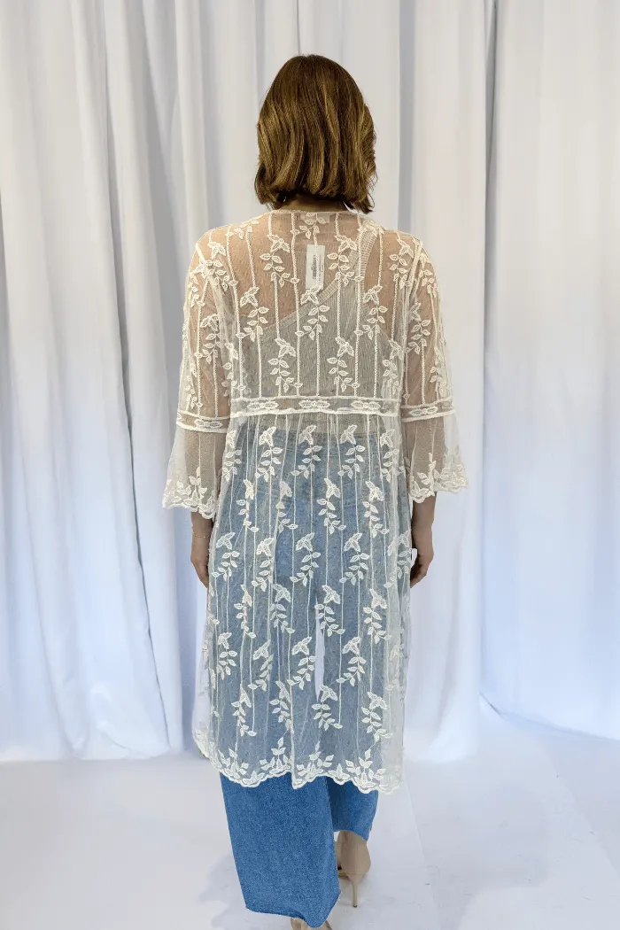 Crochet Lace Long Kimono