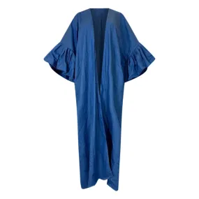 Denim Chic Ruffle Sleeve Kimono