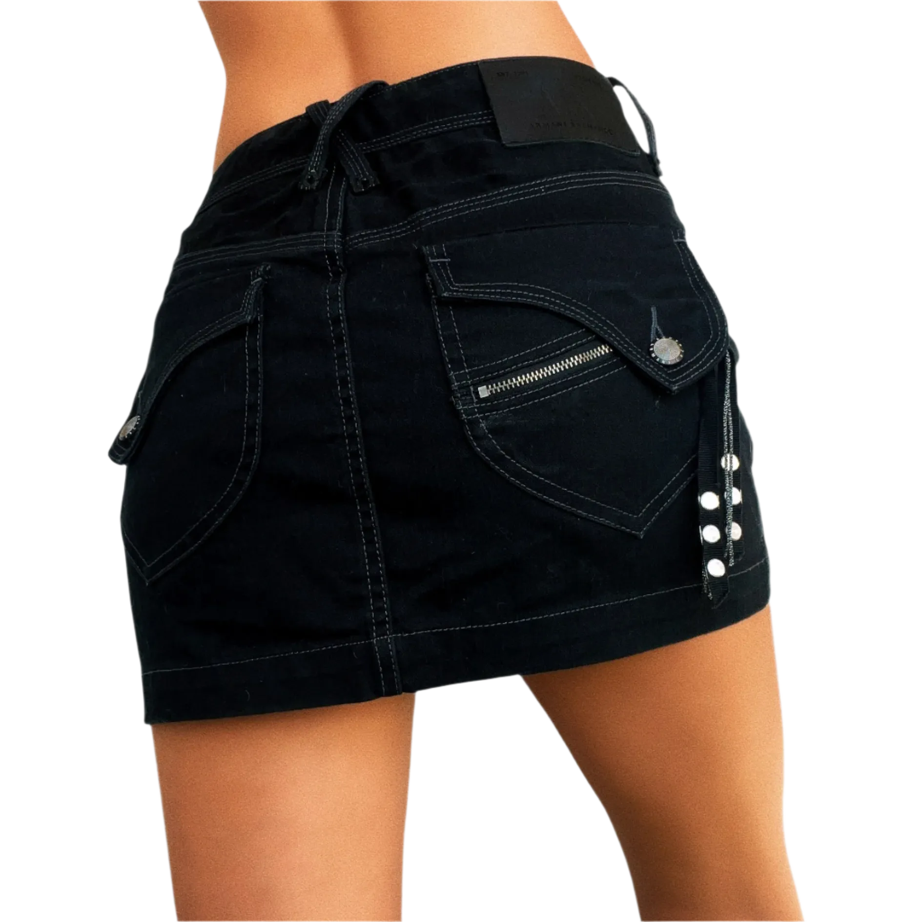 Denim Double Zip Mini Skirt (S)