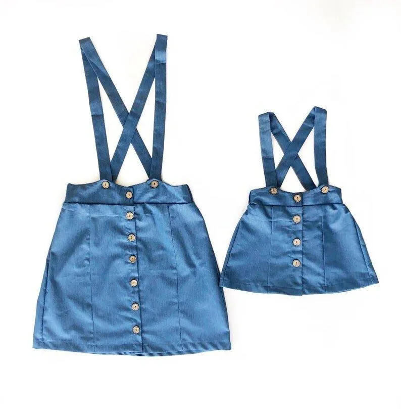 Denim Suspender Mommy and Me Skirts