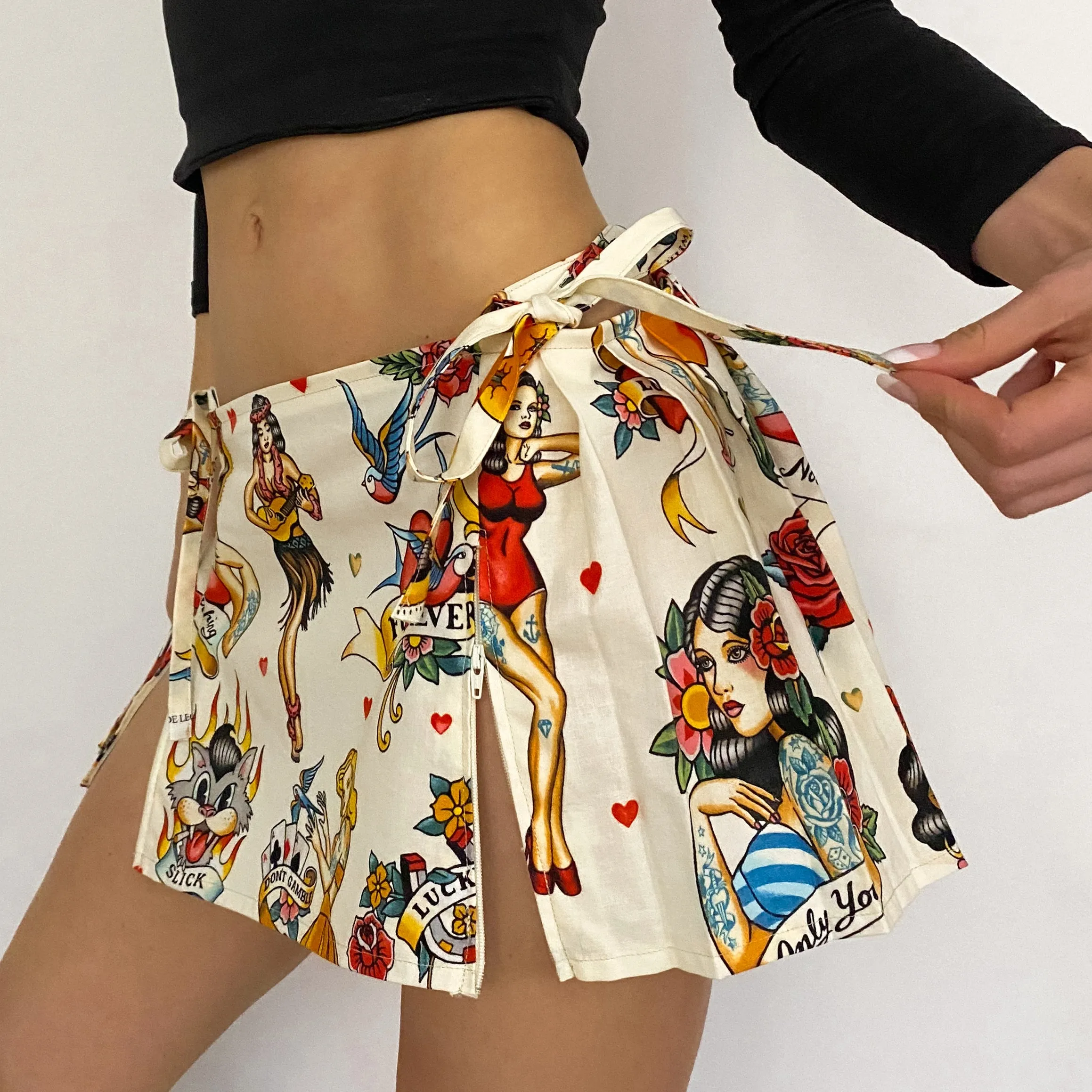 Don't Gamble with Love Tattoo Mini Skirt