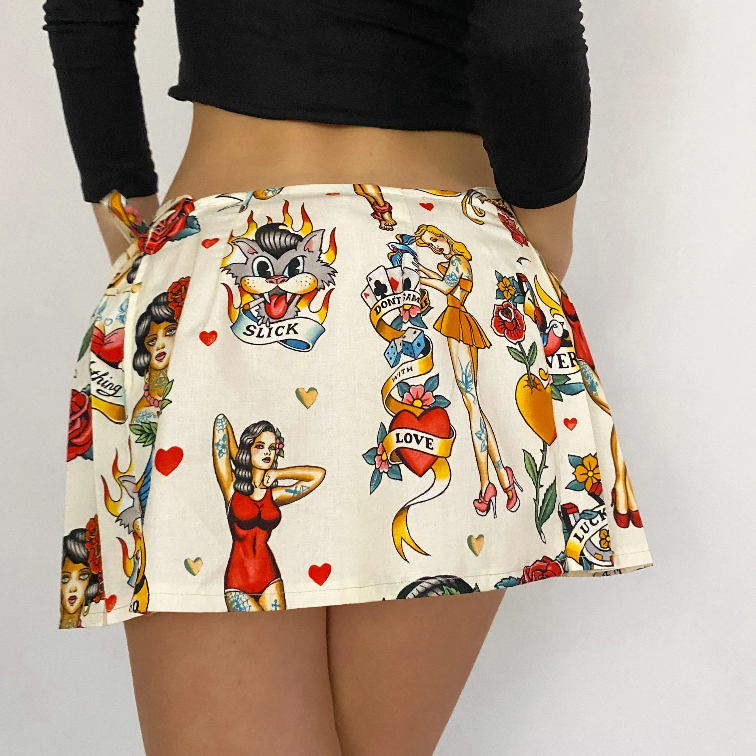 Don't Gamble with Love Tattoo Mini Skirt