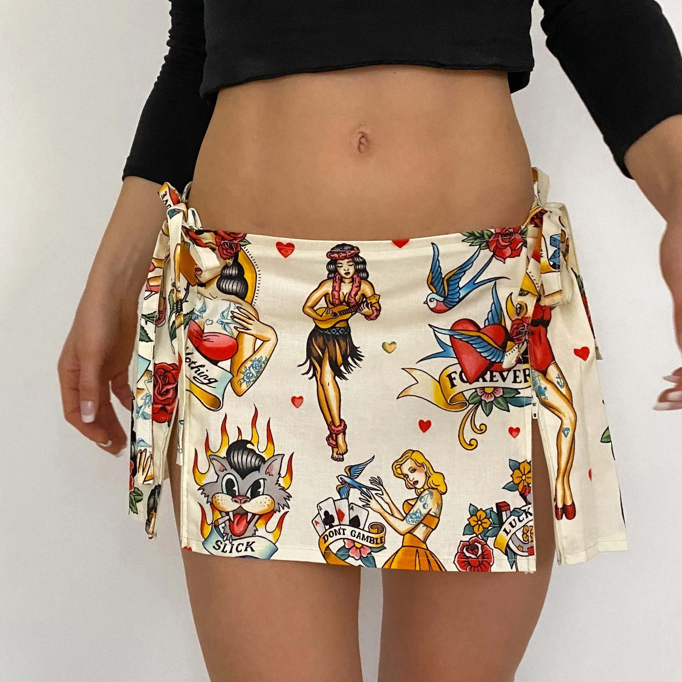 Don't Gamble with Love Tattoo Mini Skirt