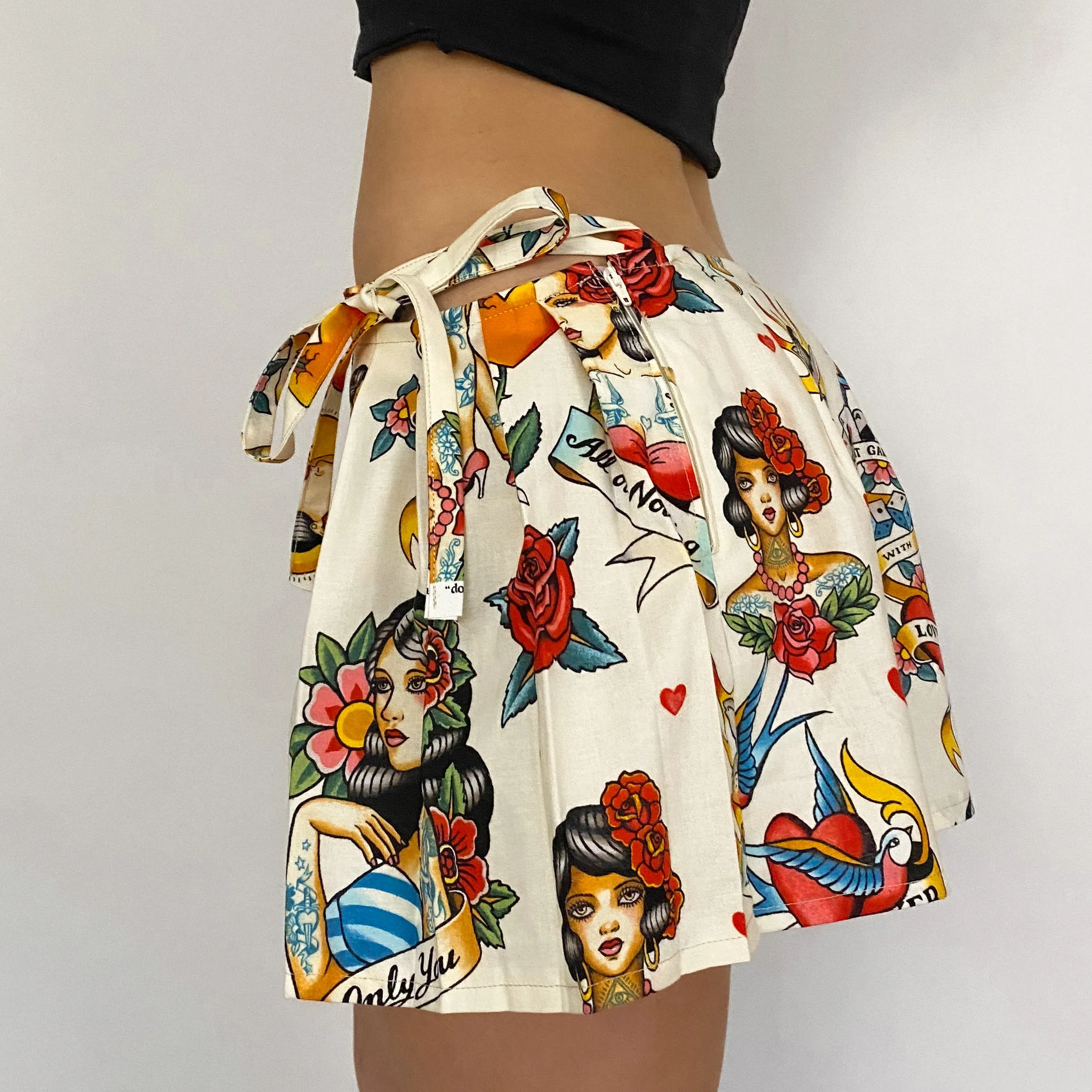 Don't Gamble with Love Tattoo Mini Skirt