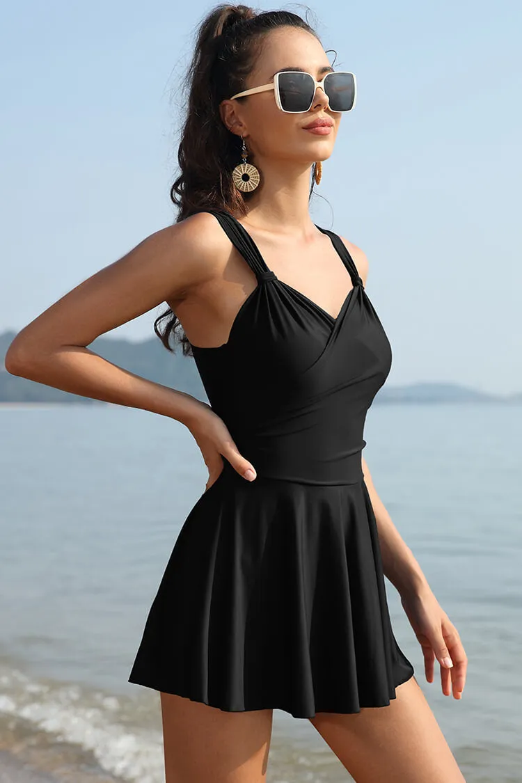 Elegant Crossover Skirted Swimsuit