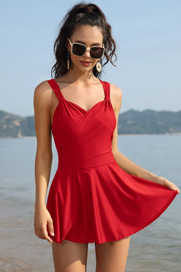 Elegant Crossover Skirted Swimsuit