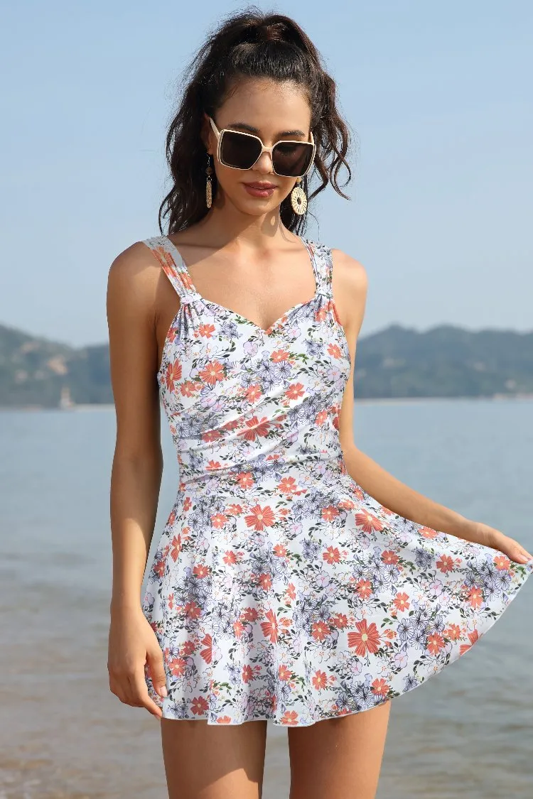 Elegant Crossover Skirted Swimsuit