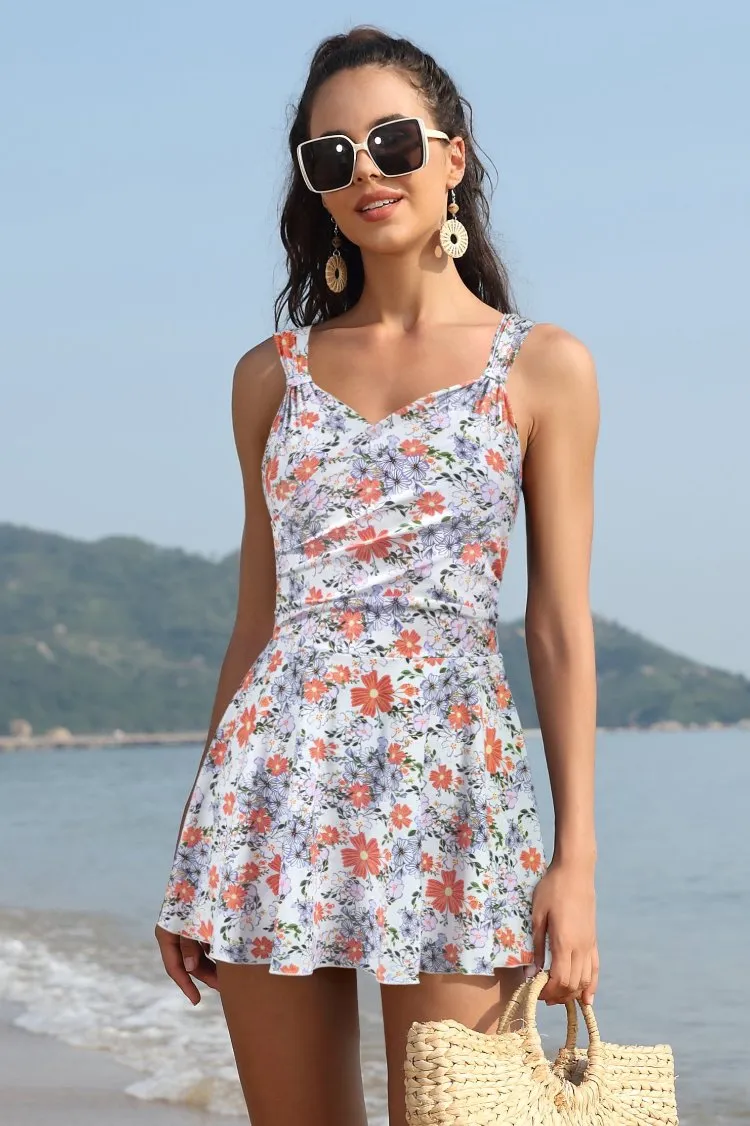 Elegant Crossover Skirted Swimsuit