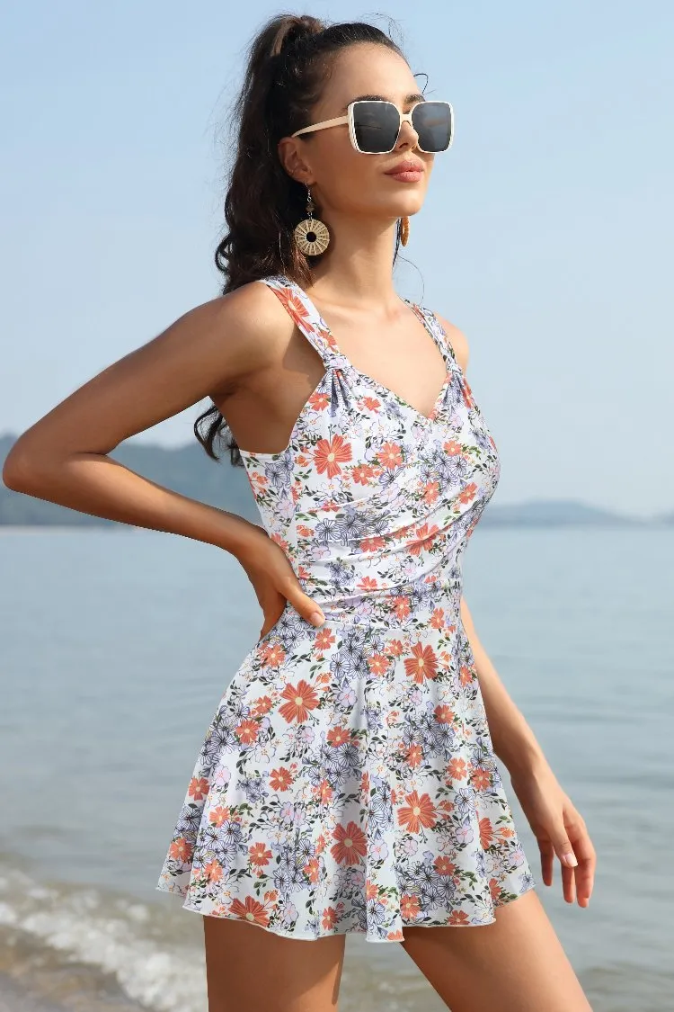 Elegant Crossover Skirted Swimsuit