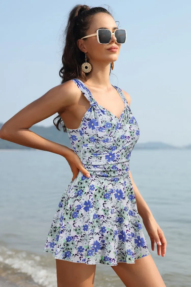 Elegant Crossover Skirted Swimsuit
