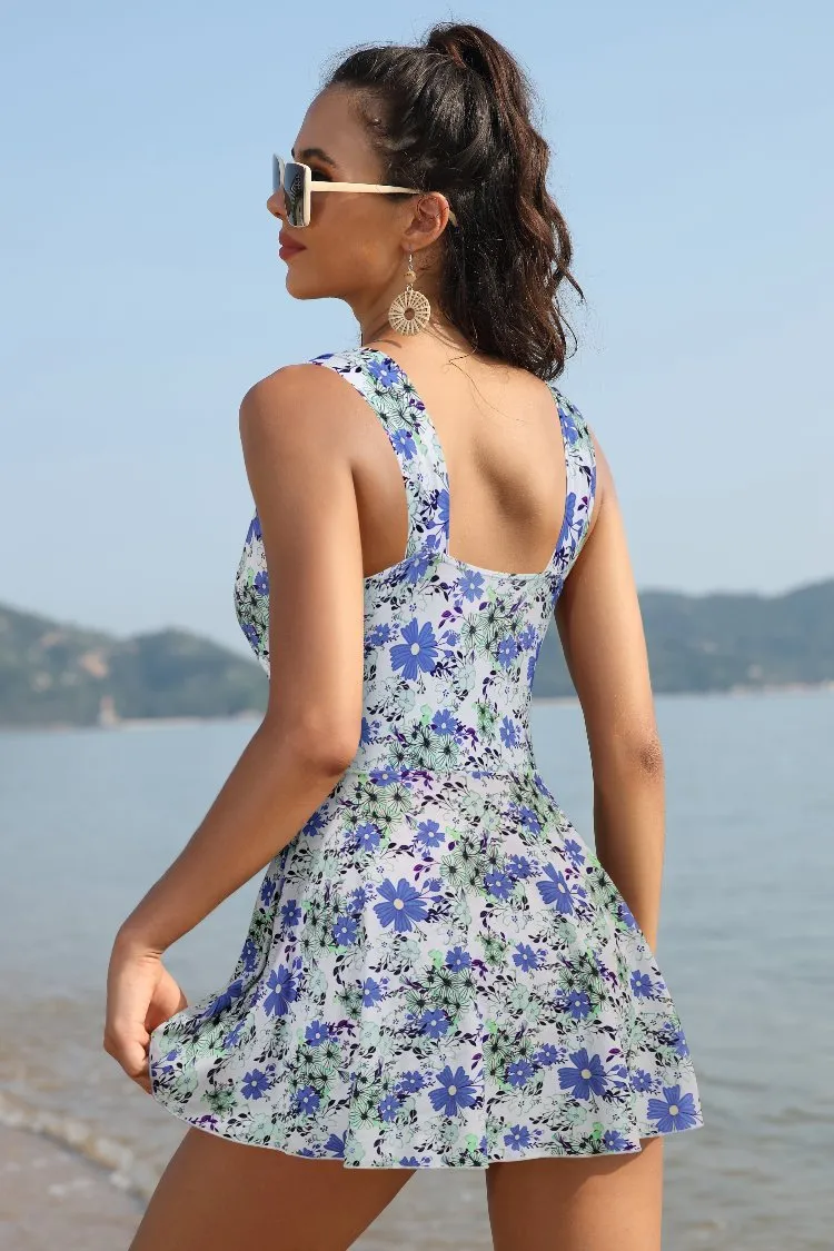 Elegant Crossover Skirted Swimsuit