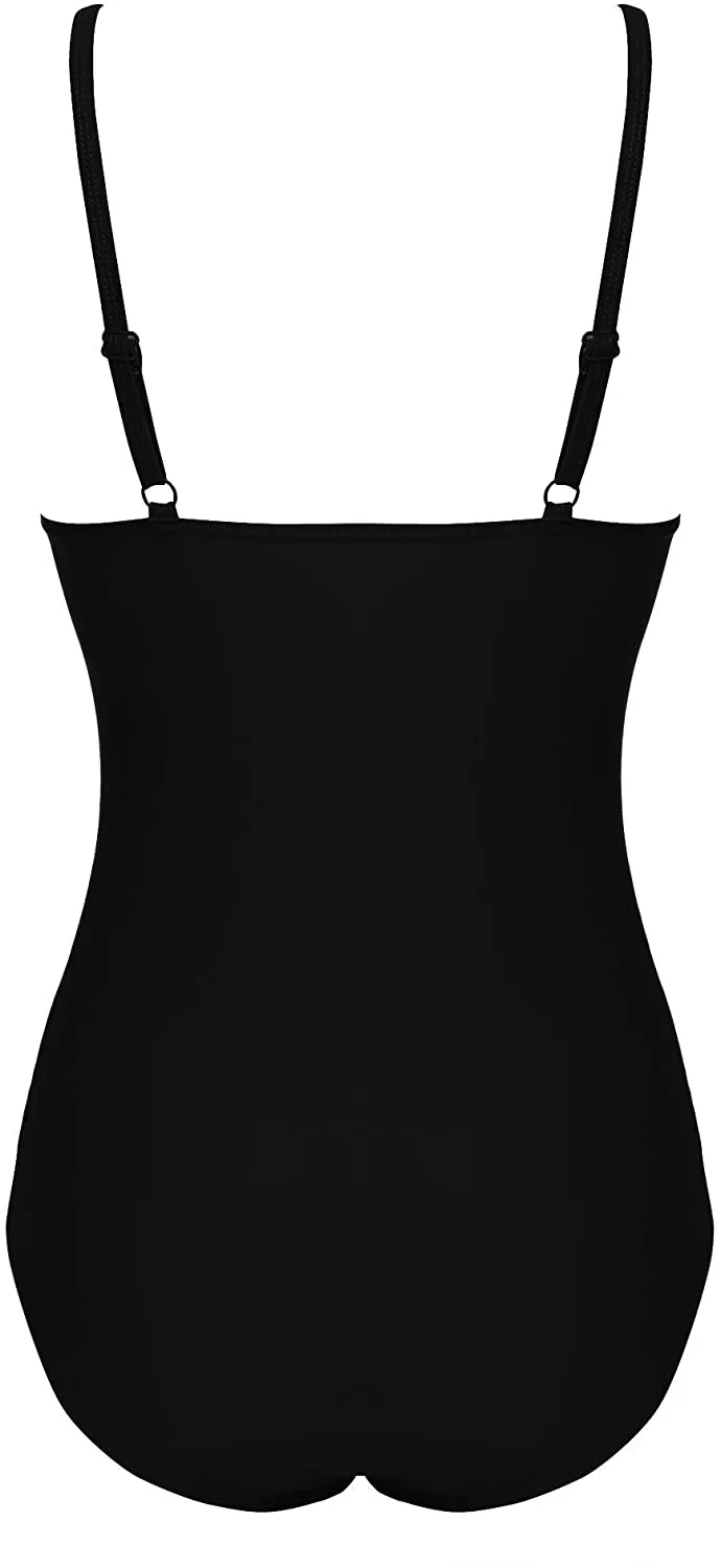Elegant Port City Black Tummy Control One Piece Swimwear