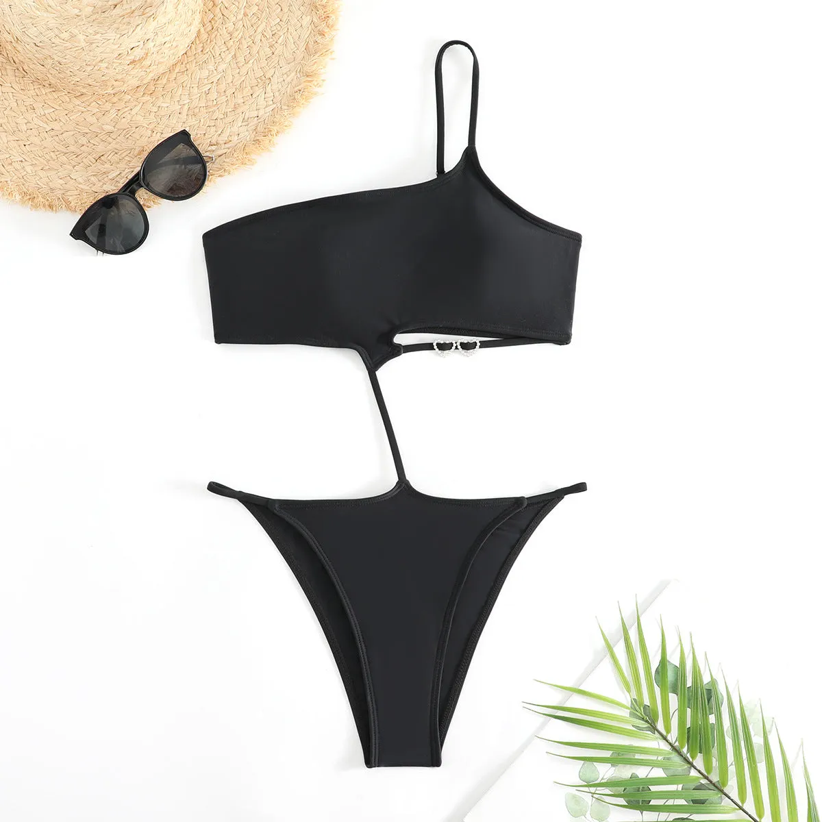 Elegant Solid One-Piece Swimsuit