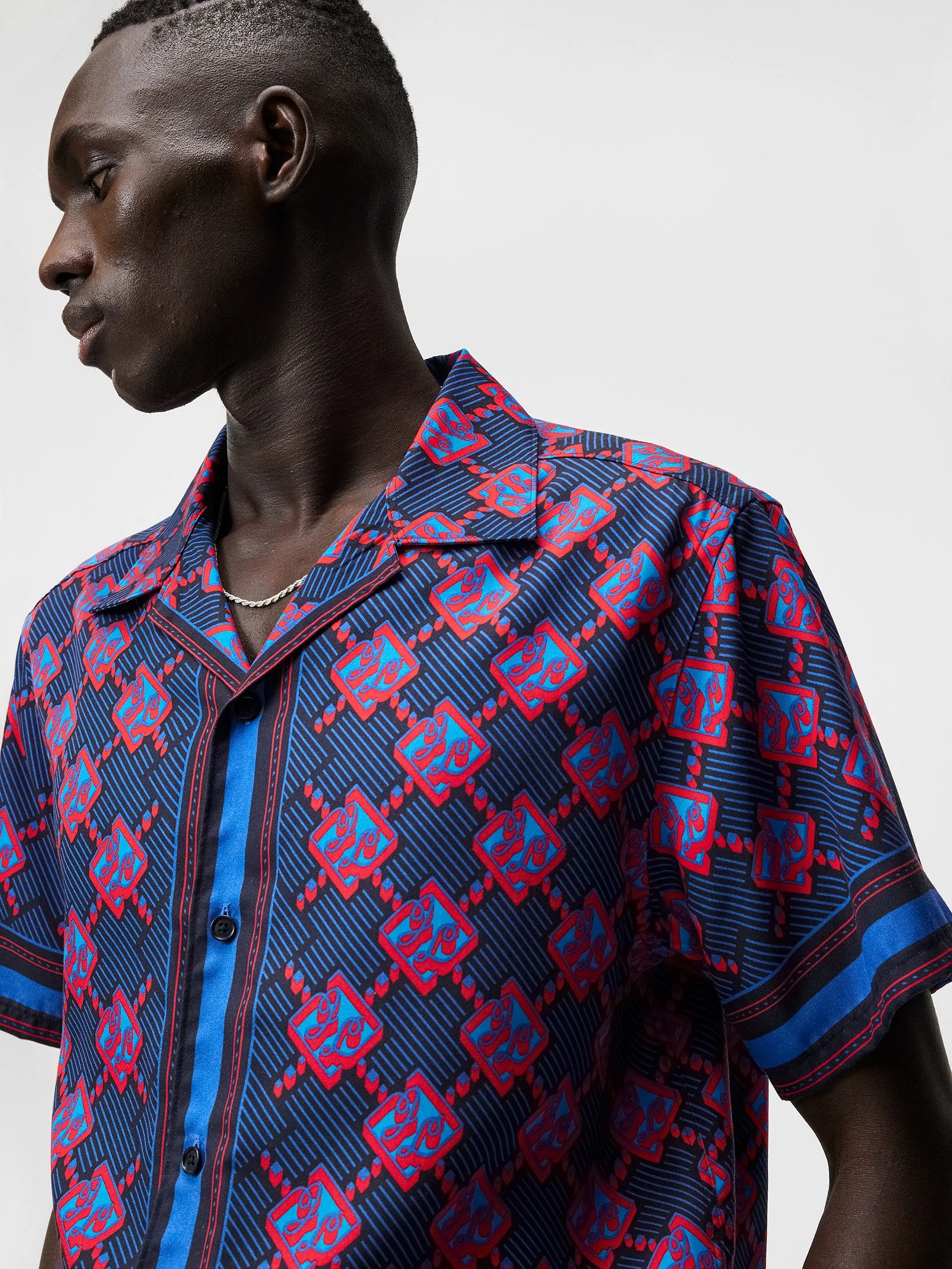 Elio Diamond JL Print Shirt / JL Navy