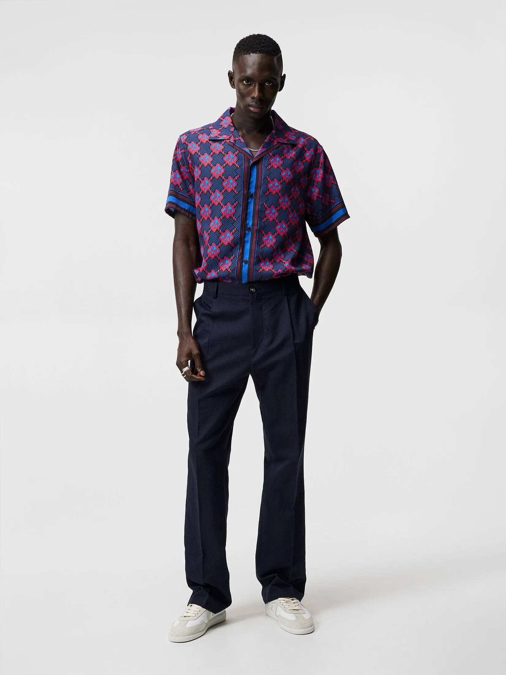 Elio Diamond JL Print Shirt / JL Navy