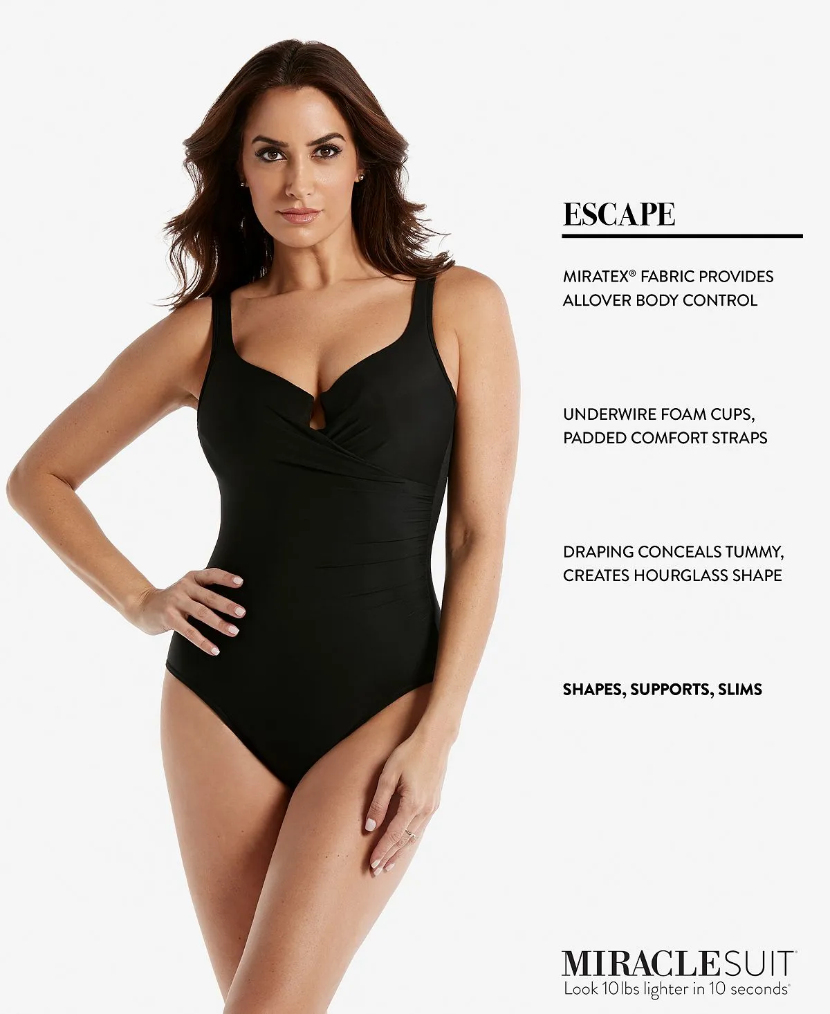 Escape Miraclesuit One-Piece Underwire Shaping Swimsuit, Black