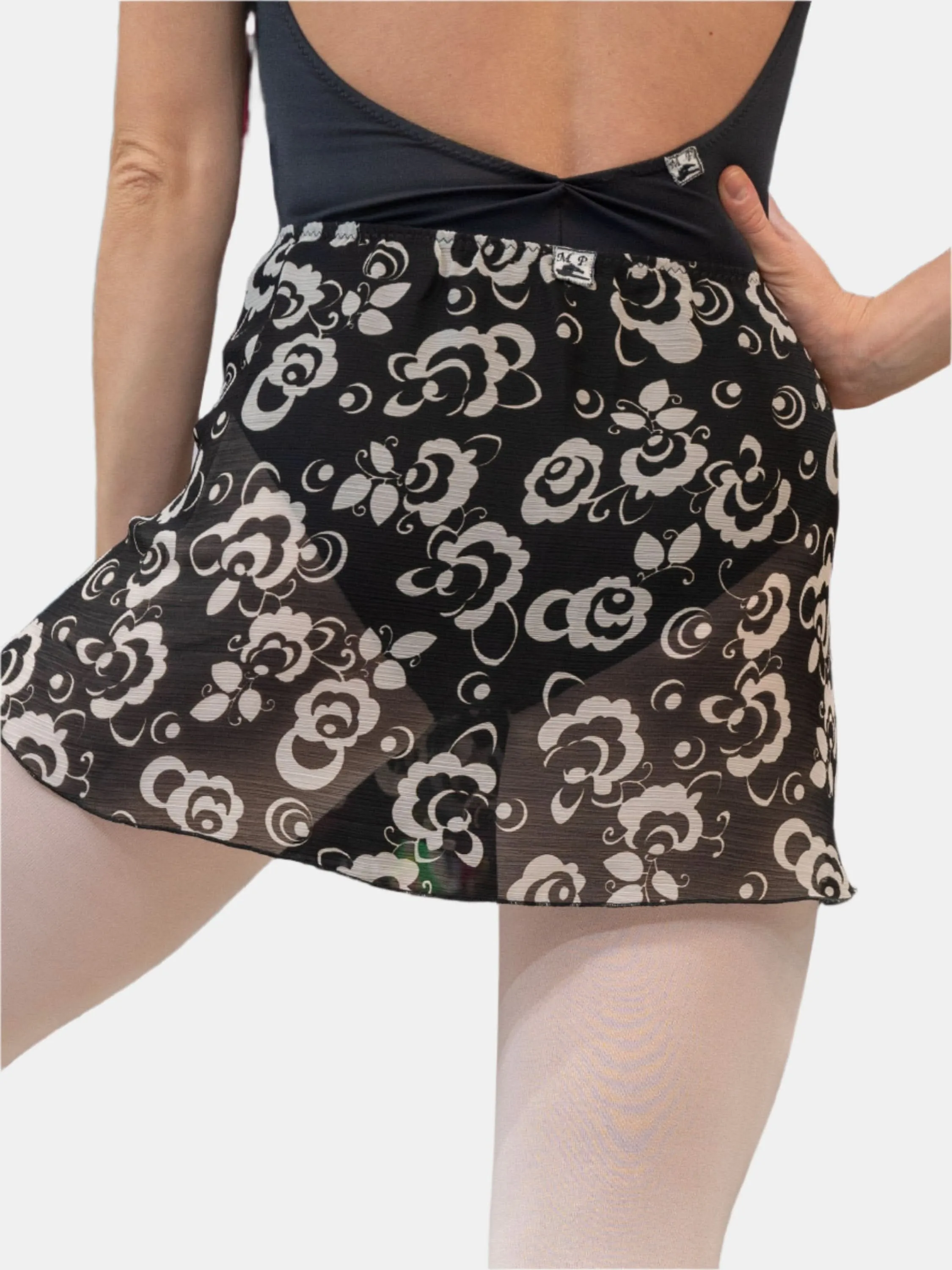 Floral Black Chiffon Wrap Short Dance Skirt MP301
