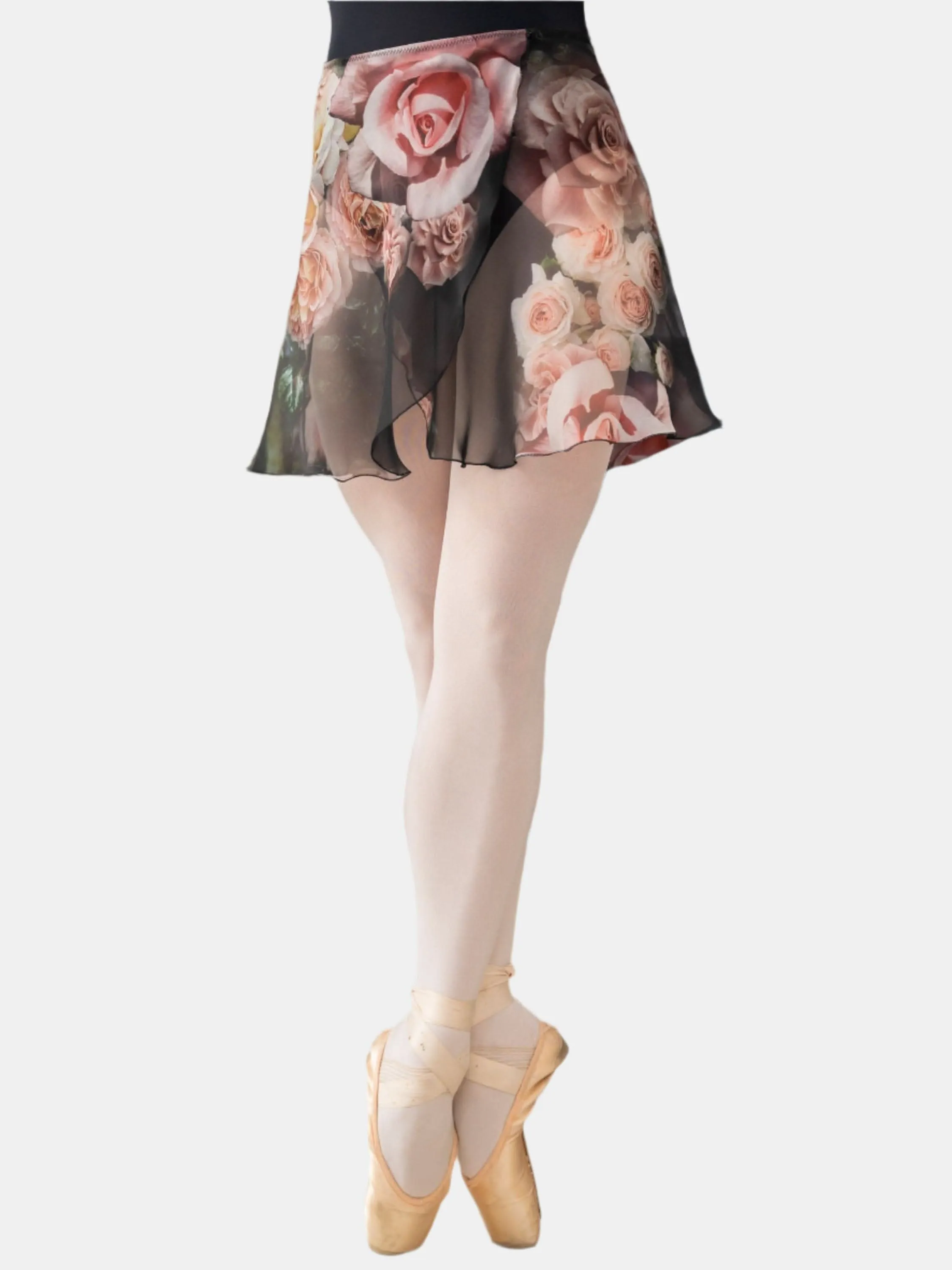 Floral Black Wrap Short Dance Skirt MP345