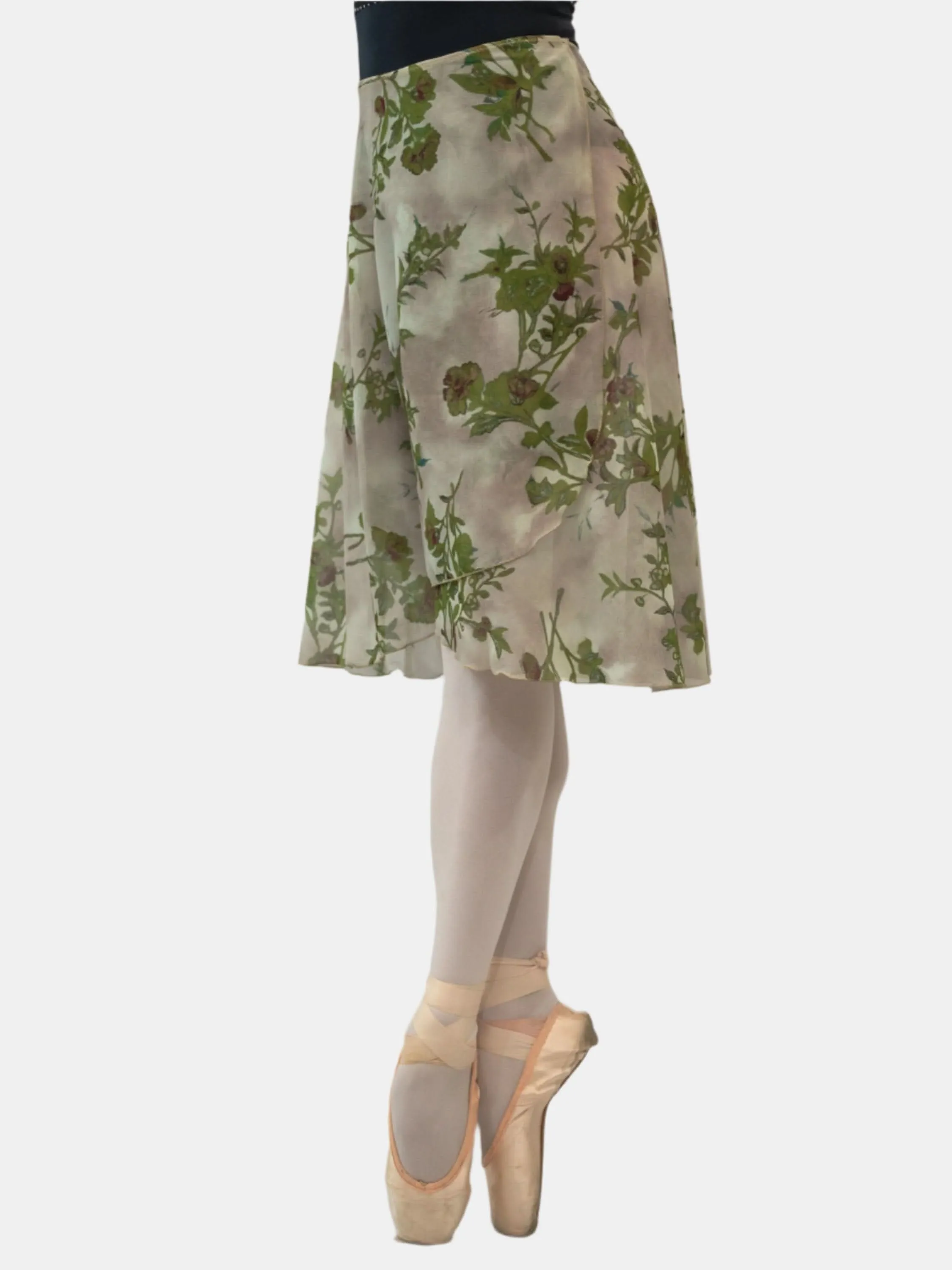 Floral Green Wrap Long Dance Skirt MP310
