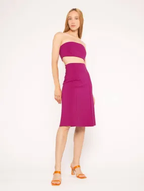 Fuchsia Ponte Knit A-Line Midi Skirt