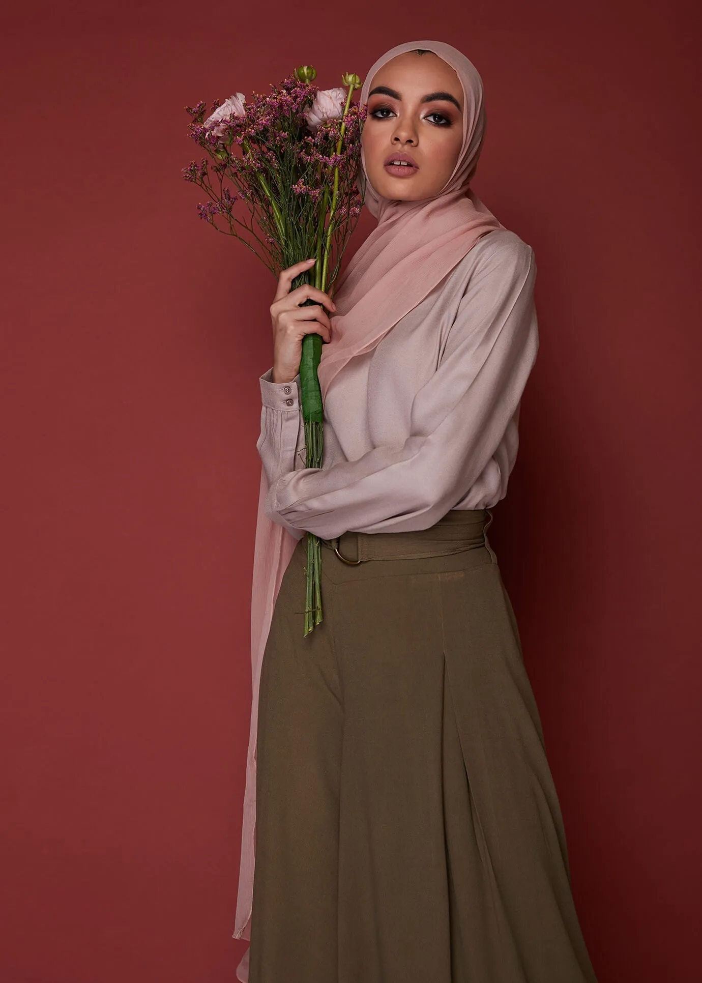 Full Flare Trousers Khaki