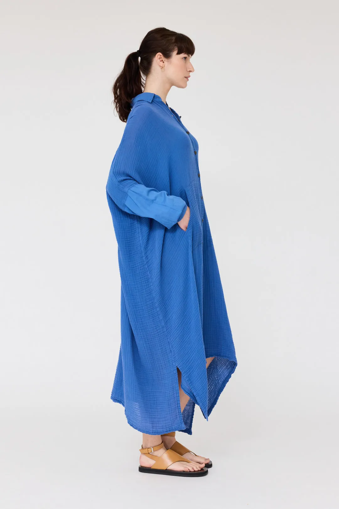 Gauze Dusty Blue Caftan Dress