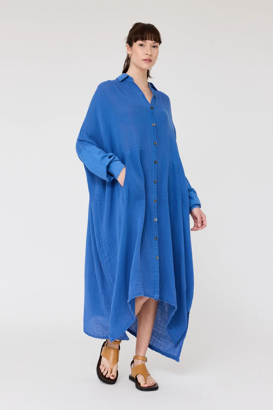 Gauze Dusty Blue Caftan Dress