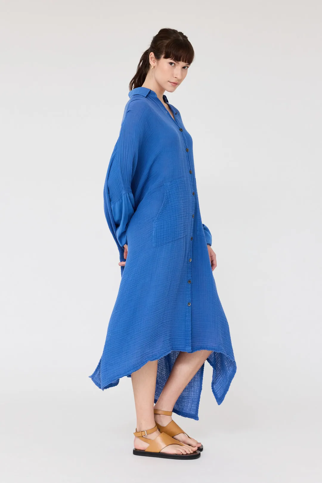 Gauze Dusty Blue Caftan Dress