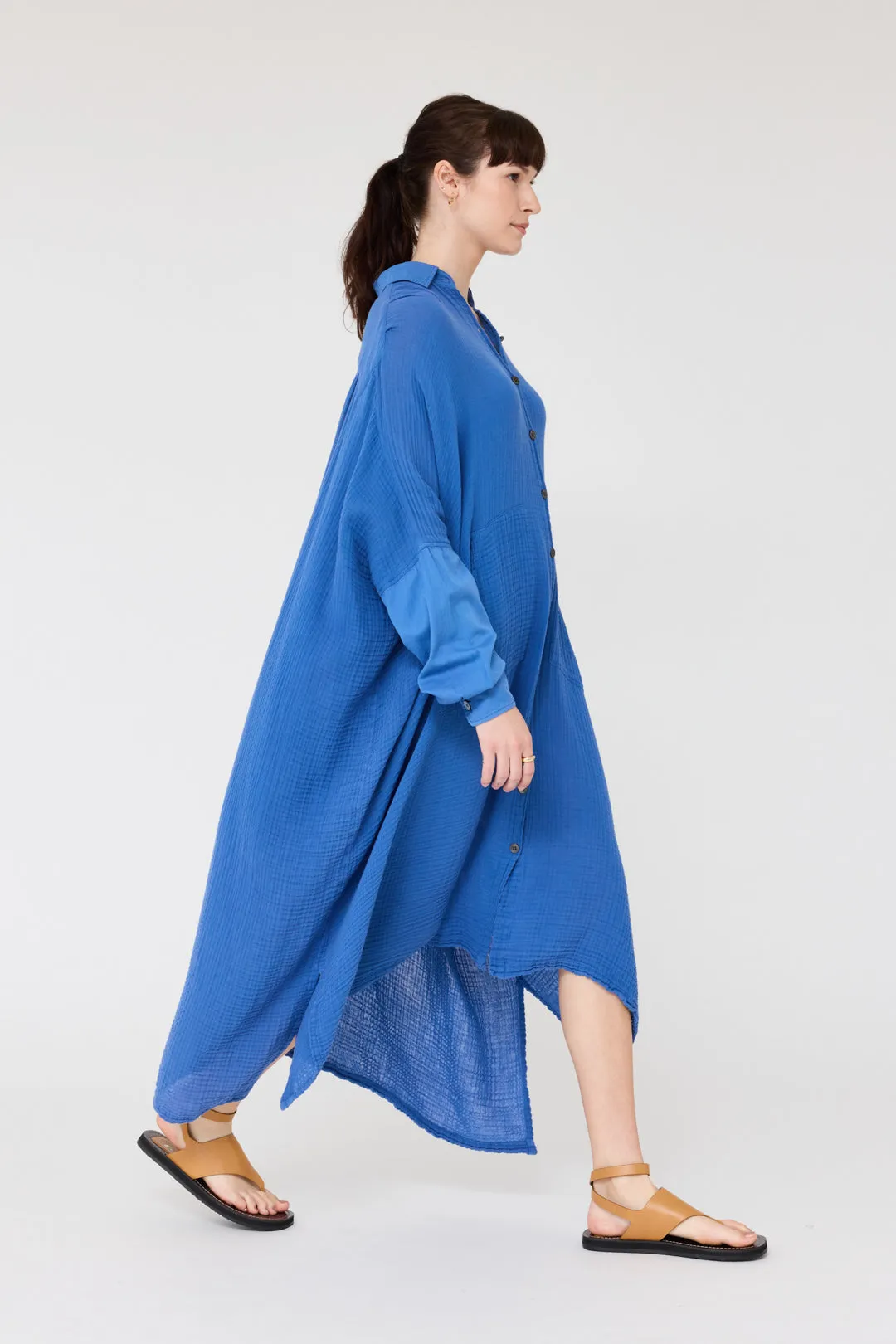 Gauze Dusty Blue Caftan Dress