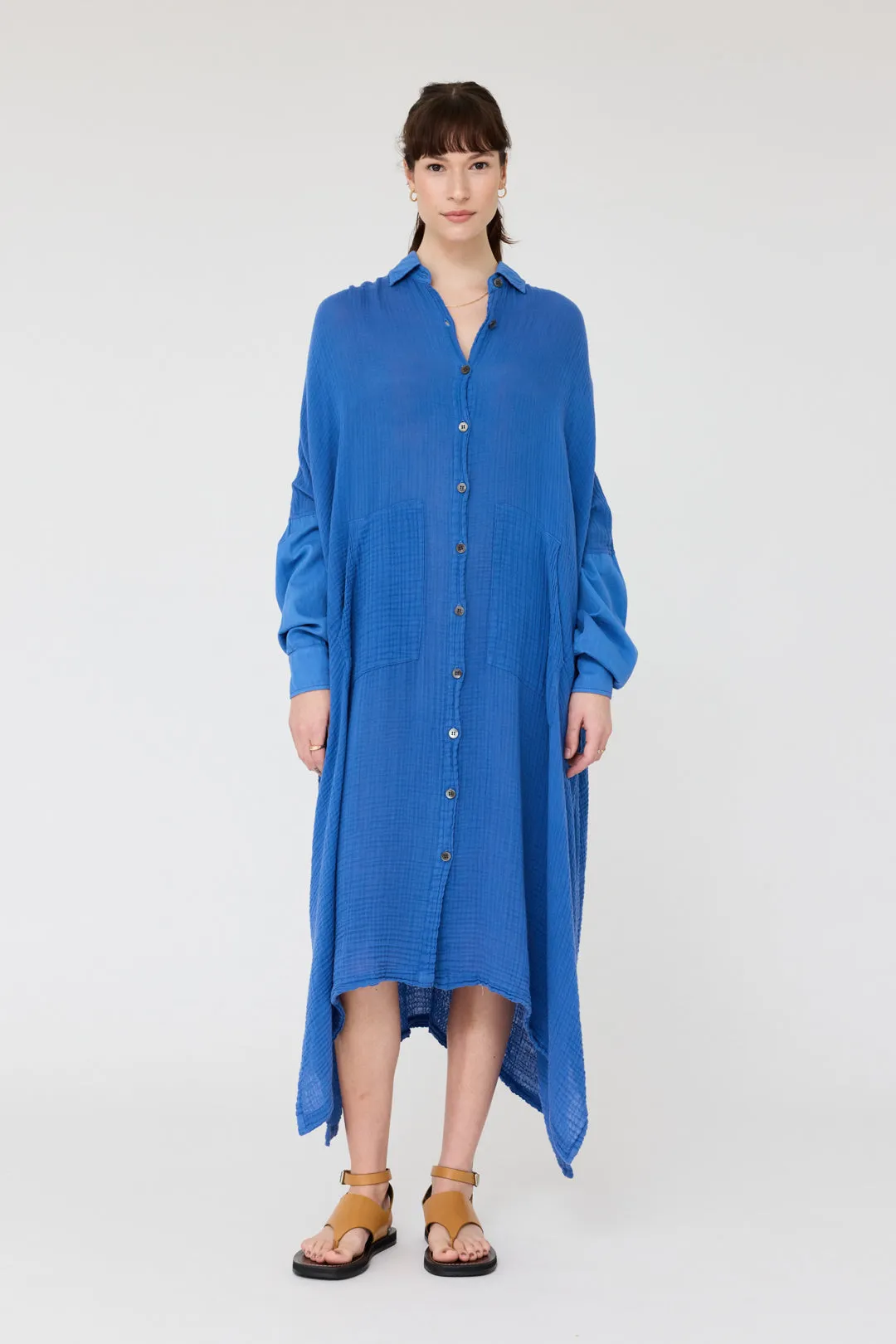 Gauze Dusty Blue Caftan Dress